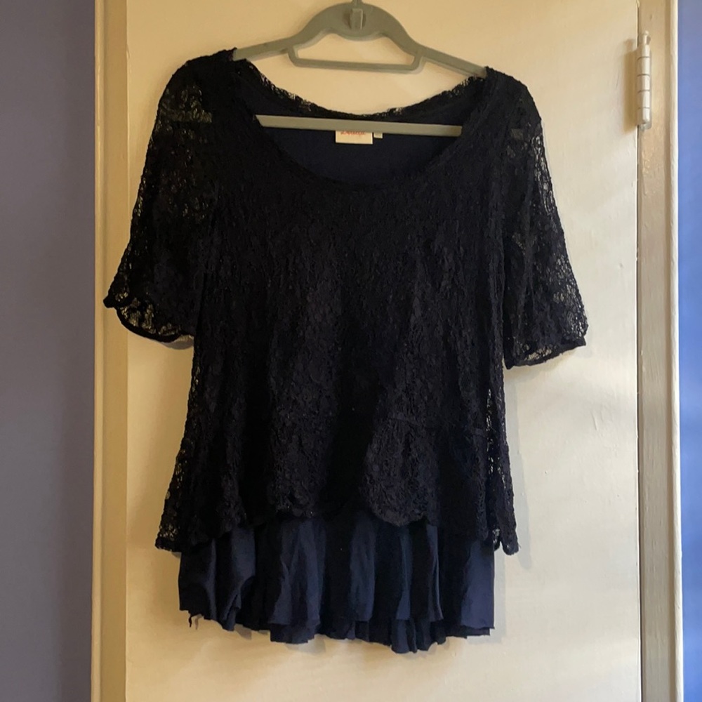 Anthropologie Deletta Lace Peplum Top